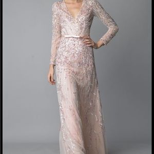 Basix long beaded evening gown, size 2